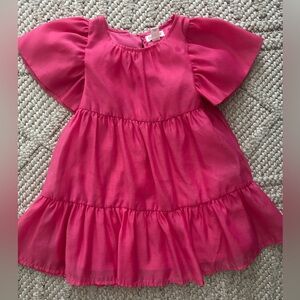 Easter Pink Flutter Sleeve Kids Dress